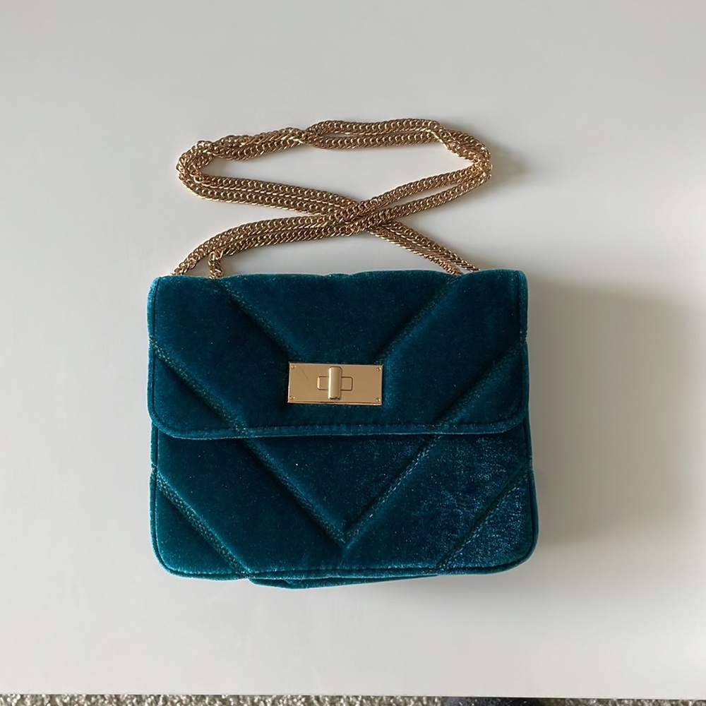 Velvet teal crossbody purse